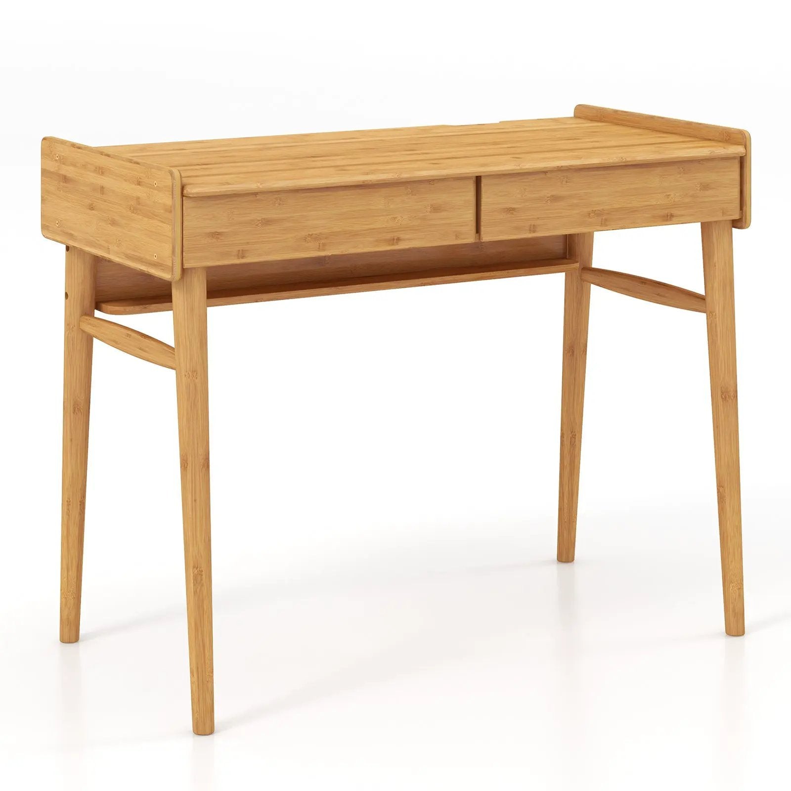 Bamboo Writing Desk with 2 Storage Drawers and Open Shelf by DirectDeals