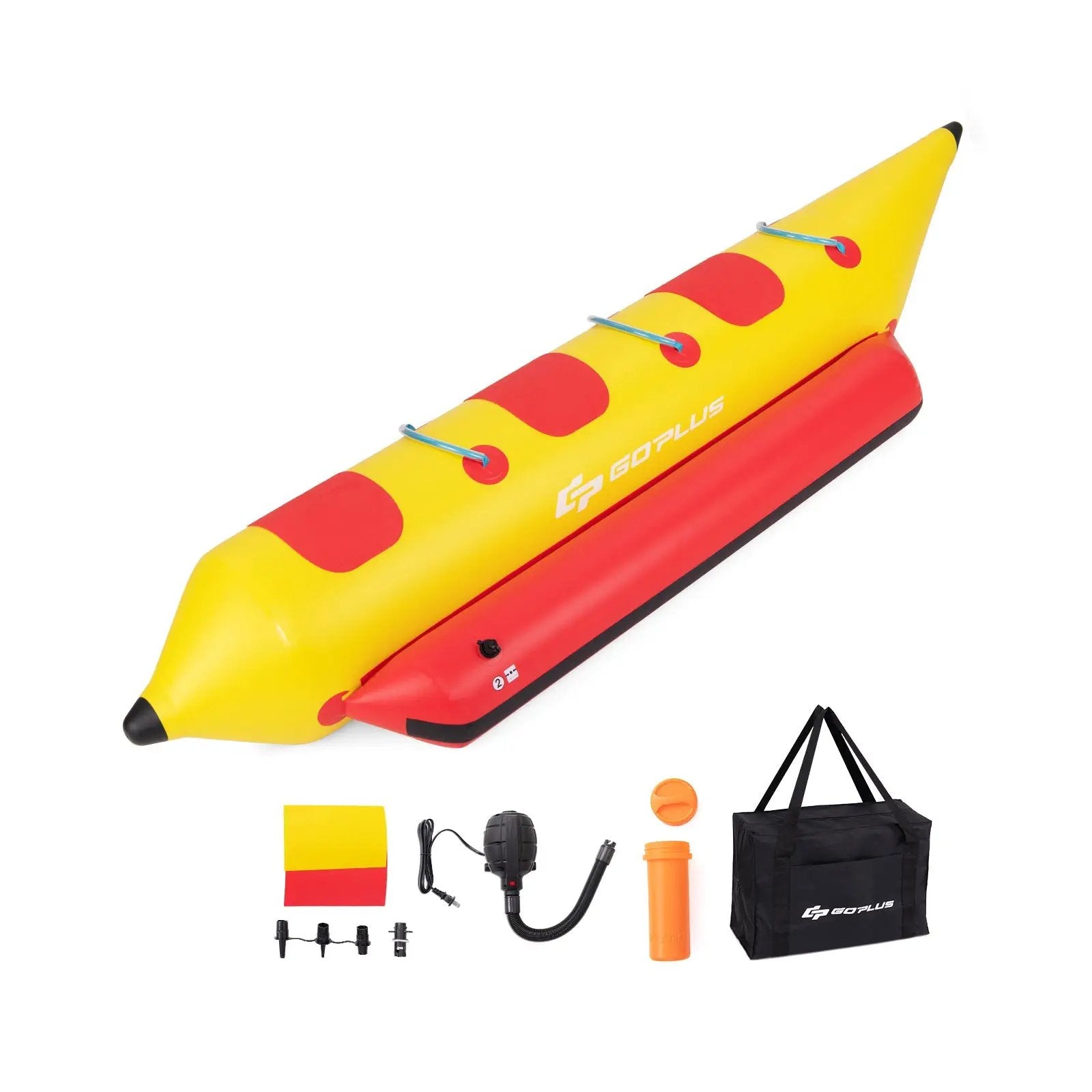 3-Person Inflatable Banana Boat with Electric Air Pump Carrying Bag and Repair Kit by DirectDeals