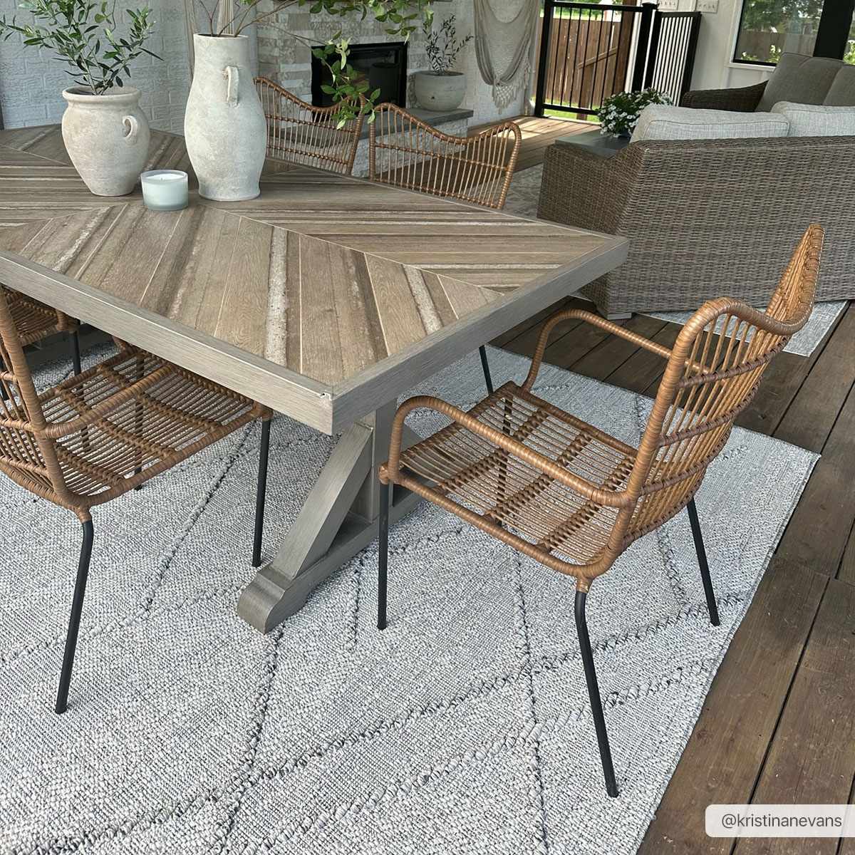 Baqer Bone & Tan Textured Performance Outdoor Rug - Clearance by Boutique Rugs