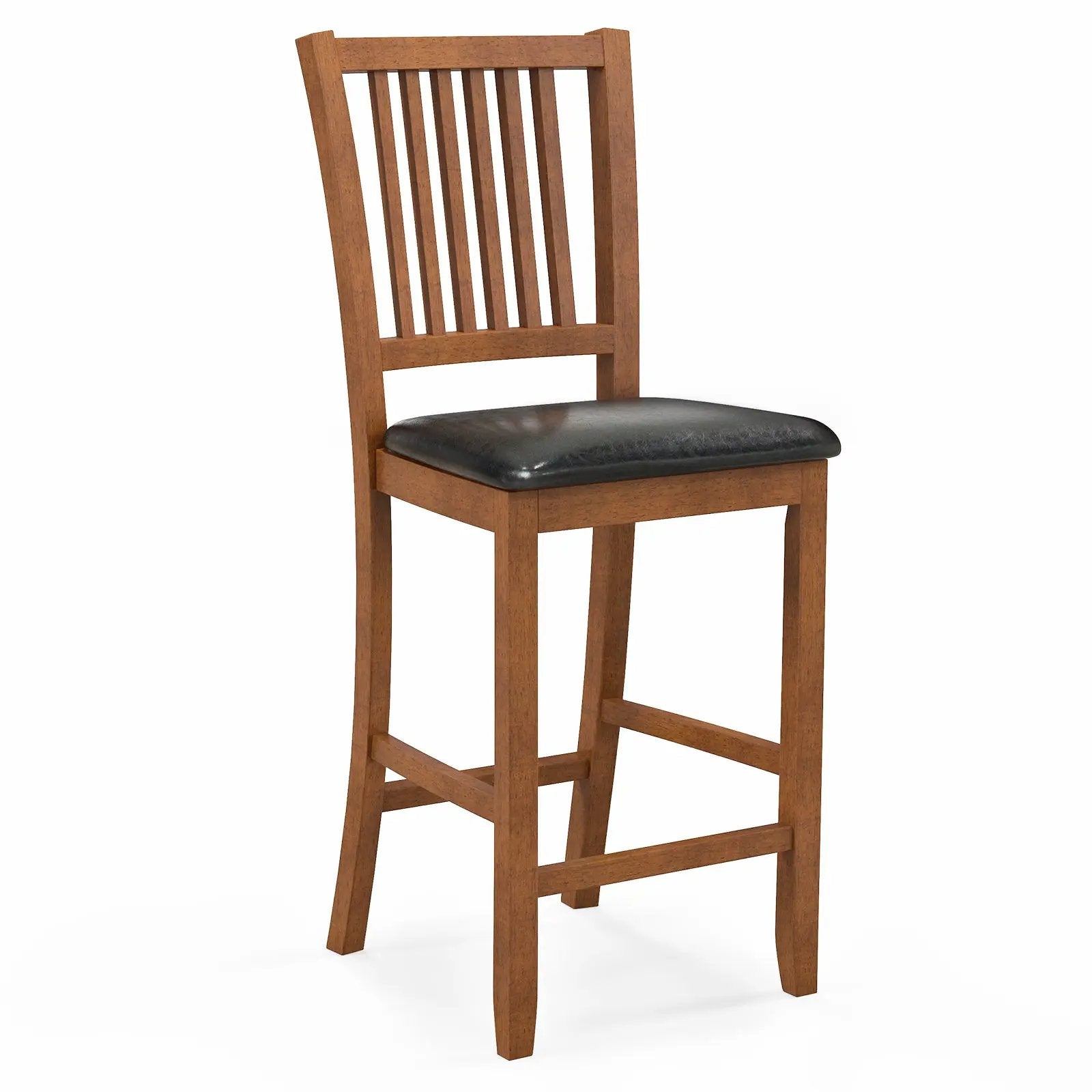 2-Piece Bar Chair Set Counter Height Bar Stool with Backrest-Walnut by DirectDeals