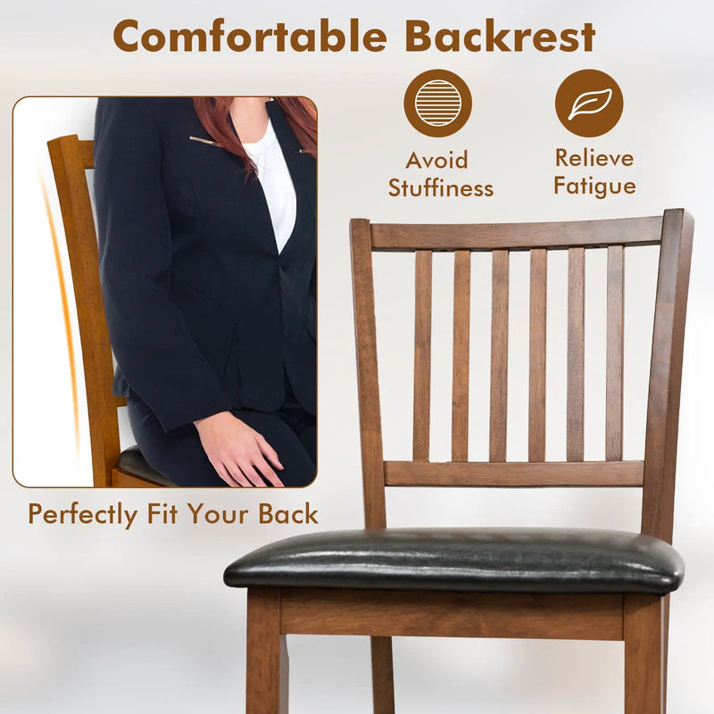 2-Piece Bar Chair Set Counter Height Bar Stool with Backrest-Walnut by DirectDeals