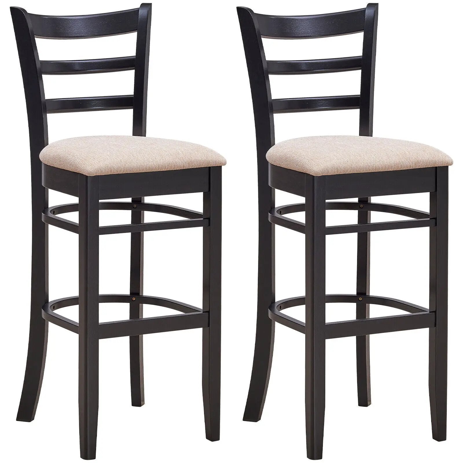 Bar Chairs with Ergonomic Backrest and Comfy Footrest and Soft Padded Seat by DirectDeals