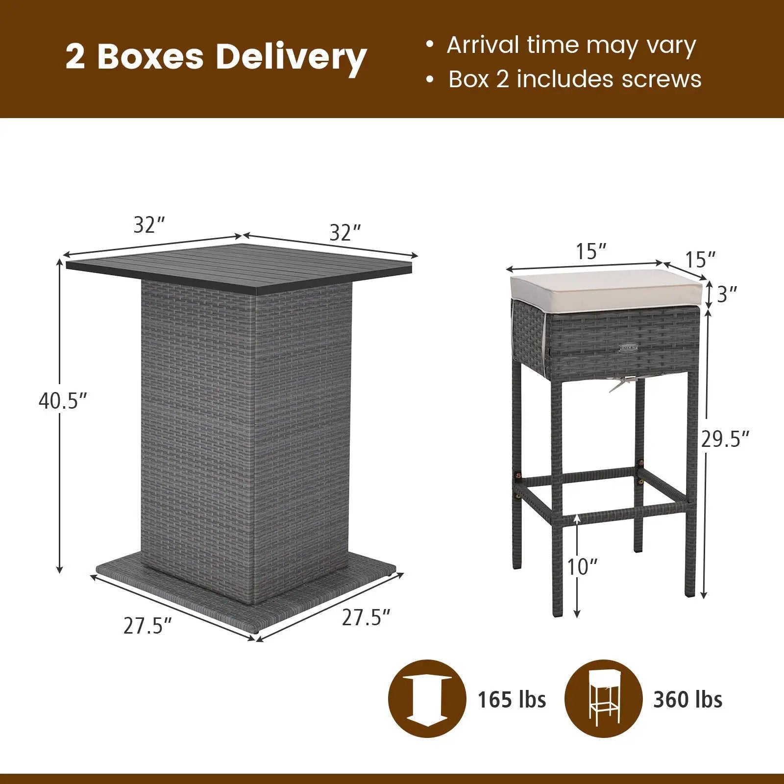 5 Pieces Outdoor Wicker Bar Table Set with Hidden Storage Shelves-White by DirectDeals