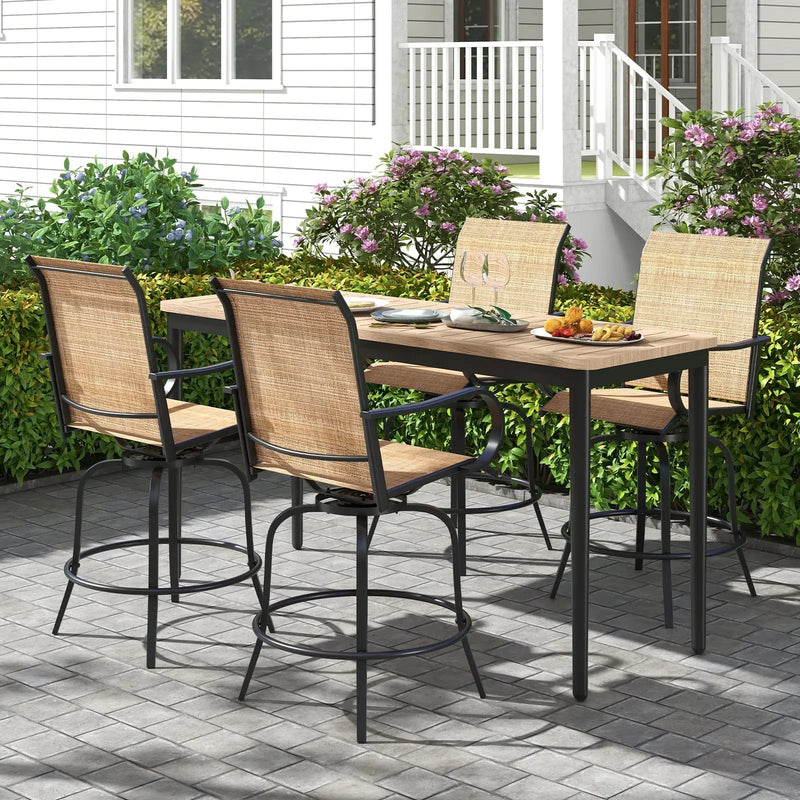 2 Pieces 360 Rotating Bar Stool Set with Armrests for Patio by DirectDeals