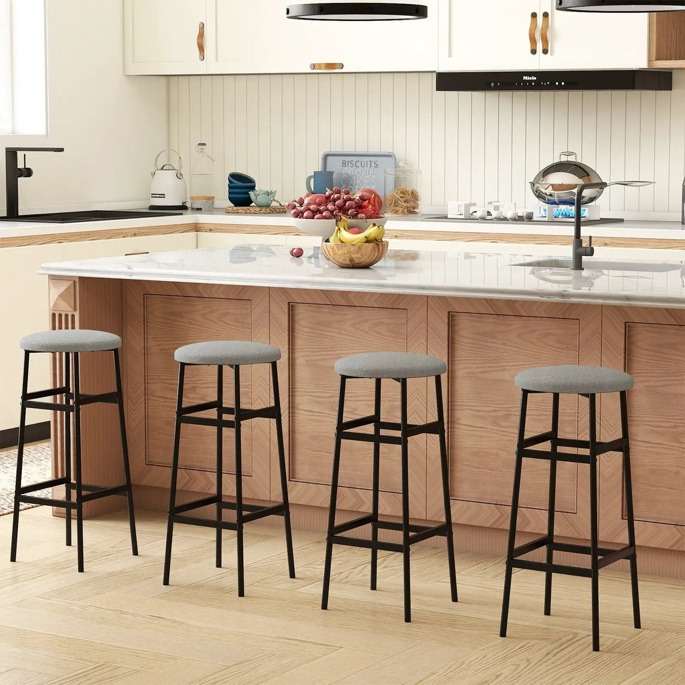 Bar Stools Set of 2 with Sturdy Metal Frame and Footrest by DirectDeals
