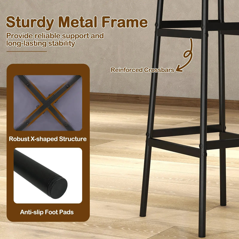 Bar Stools Set of 2 with Sturdy Metal Frame and Footrest by DirectDeals