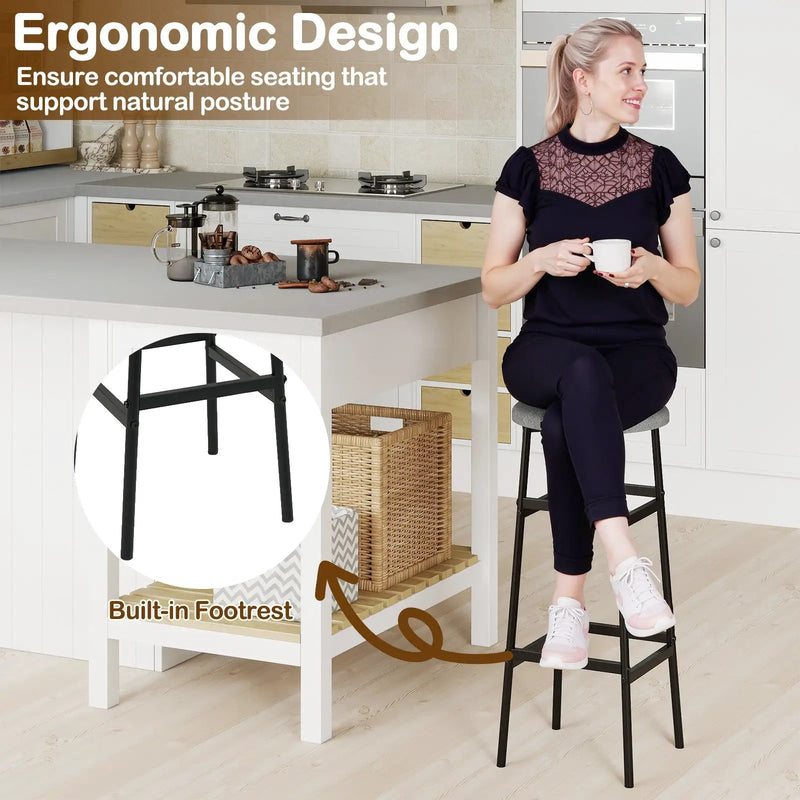 Bar Stools Set of 2 with Sturdy Metal Frame and Footrest by DirectDeals
