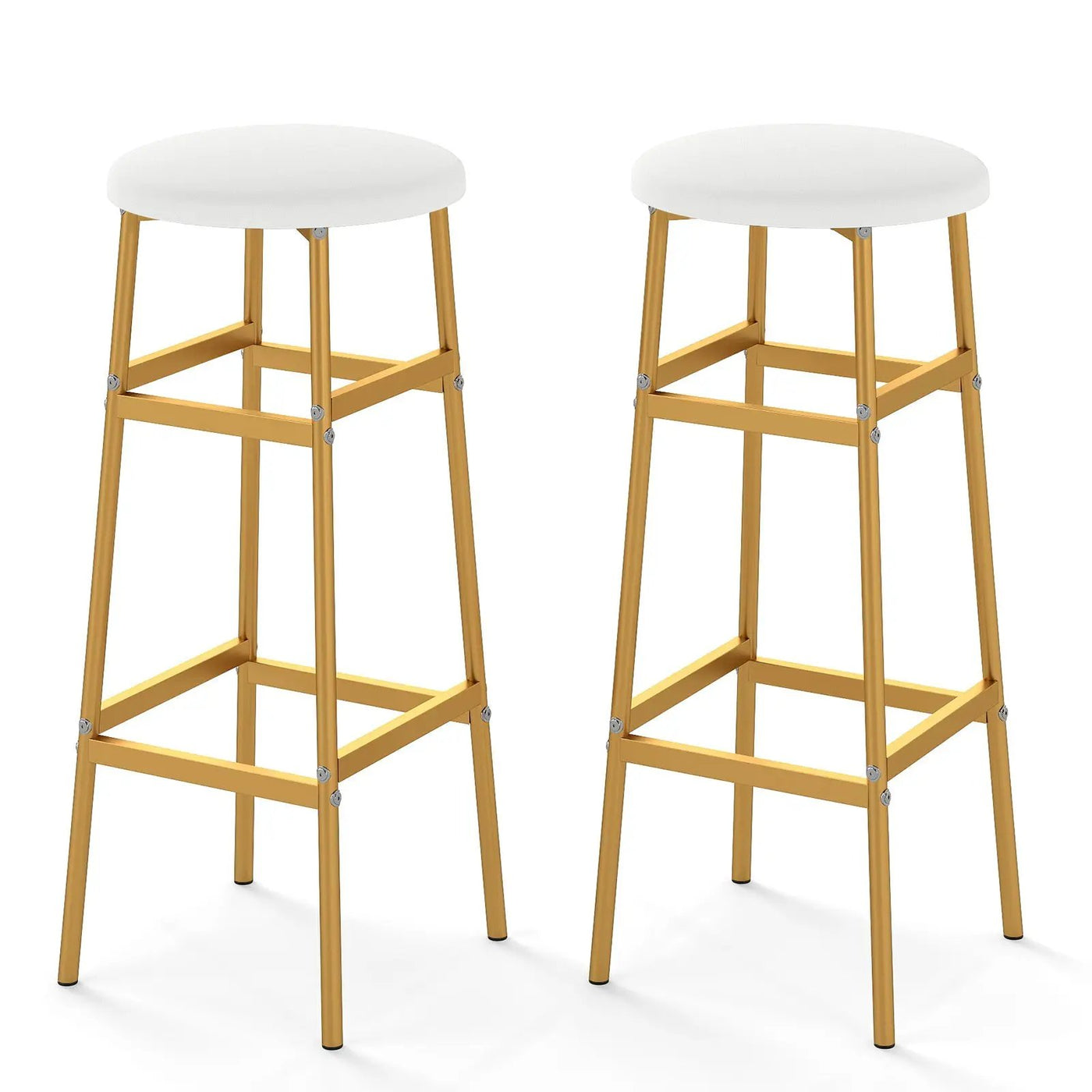 Bar Stools Set of 2 with Sturdy Metal Frame and Footrest by DirectDeals