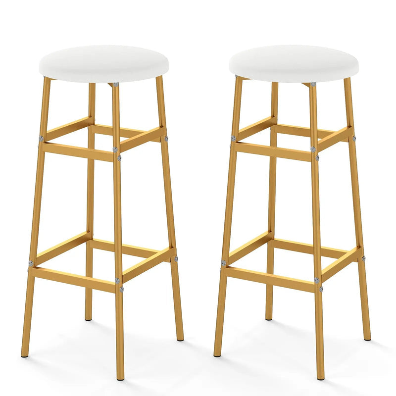 Bar Stools Set of 2 with Sturdy Metal Frame and Footrest by DirectDeals