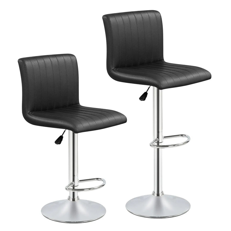 Bar Stools Set of 2 Adjustable Swivel Barstools with Back and Footrest by DirectDeals