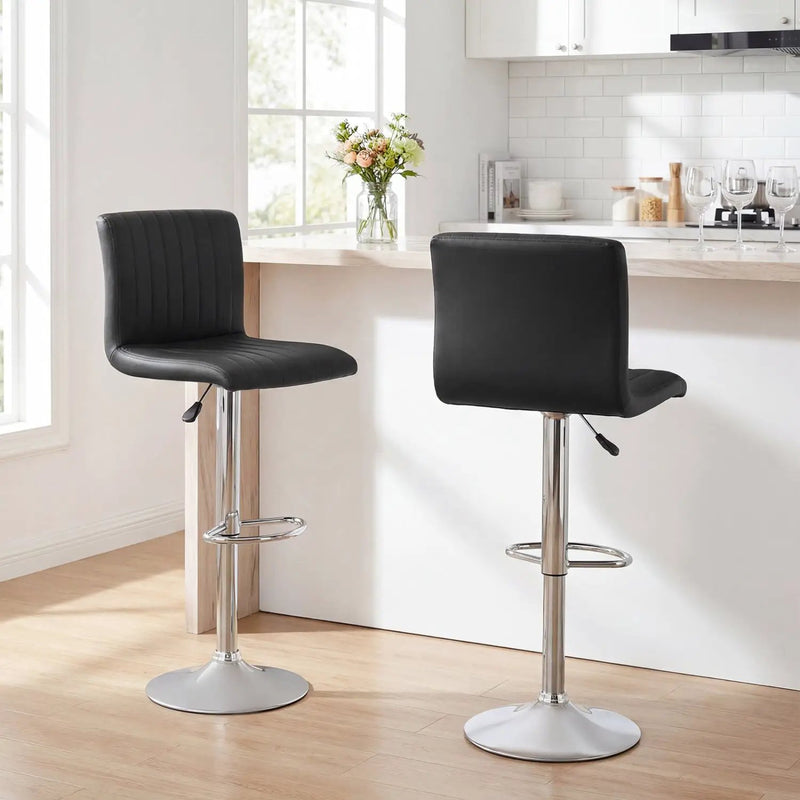 Bar Stools Set of 2 Adjustable Swivel Barstools with Back and Footrest by DirectDeals