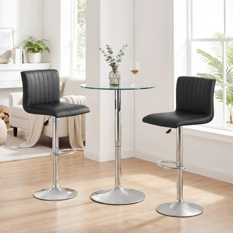 Bar Stools Set of 2 Adjustable Swivel Barstools with Back and Footrest by DirectDeals