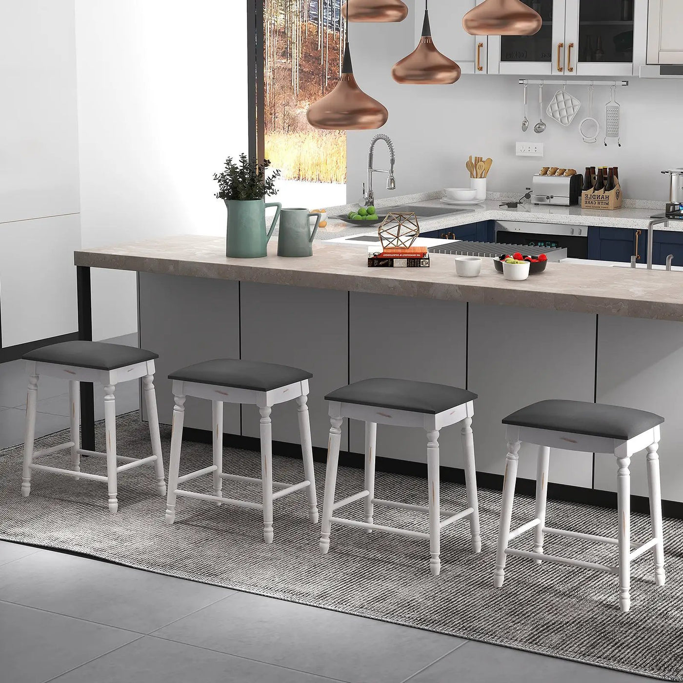 29 Inch Bar Stool Set of 2 with Padded Seat Cushions and Wood Legs-29 inches by DirectDeals