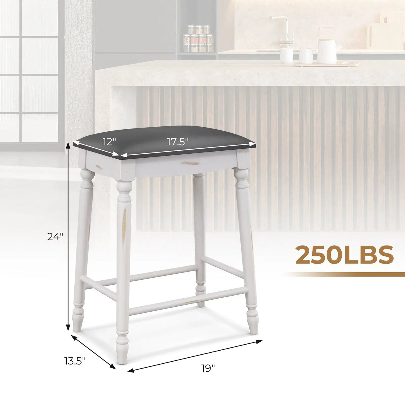 29 Inch Bar Stool Set of 2 with Padded Seat Cushions and Wood Legs-29 inches by DirectDeals