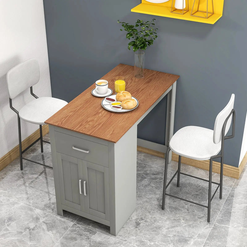 Counter Height Bar Table with Storage Cabinet and Drawer by DirectDeals