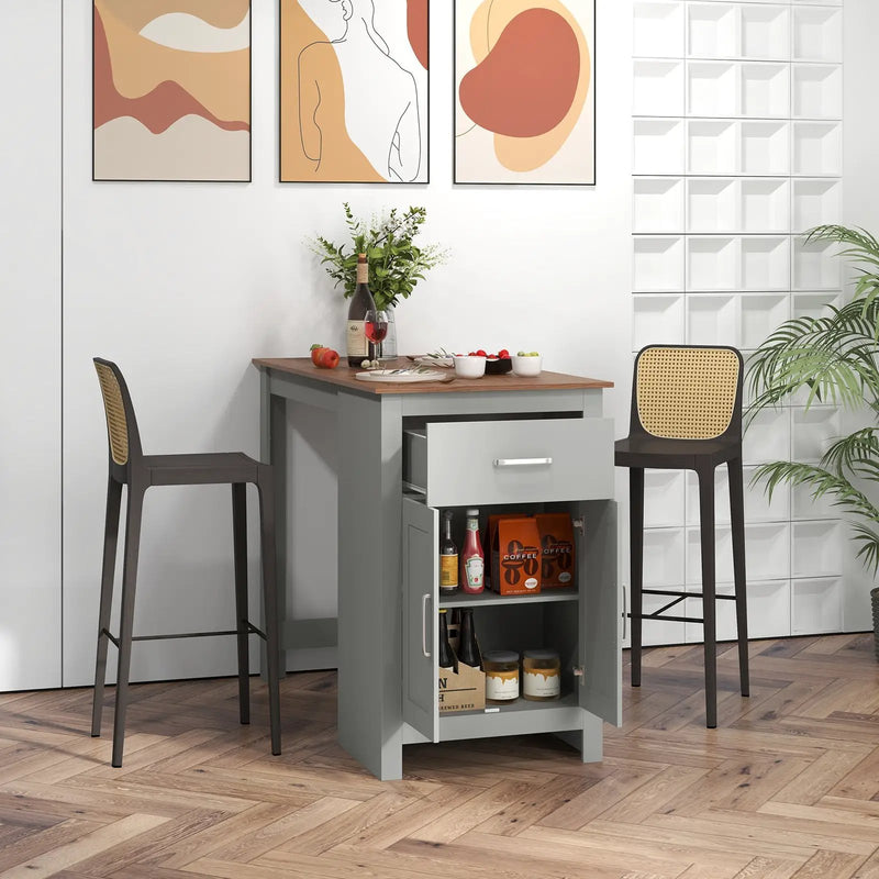 Counter Height Bar Table with Storage Cabinet and Drawer by DirectDeals