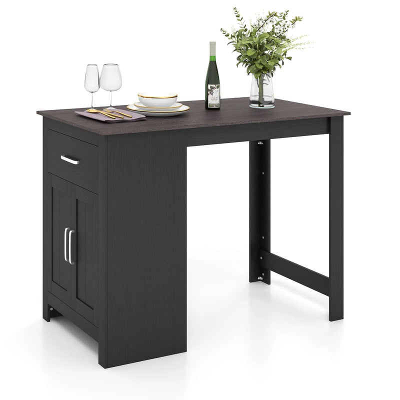 Counter Height Bar Table with Storage Cabinet and Drawer by DirectDeals