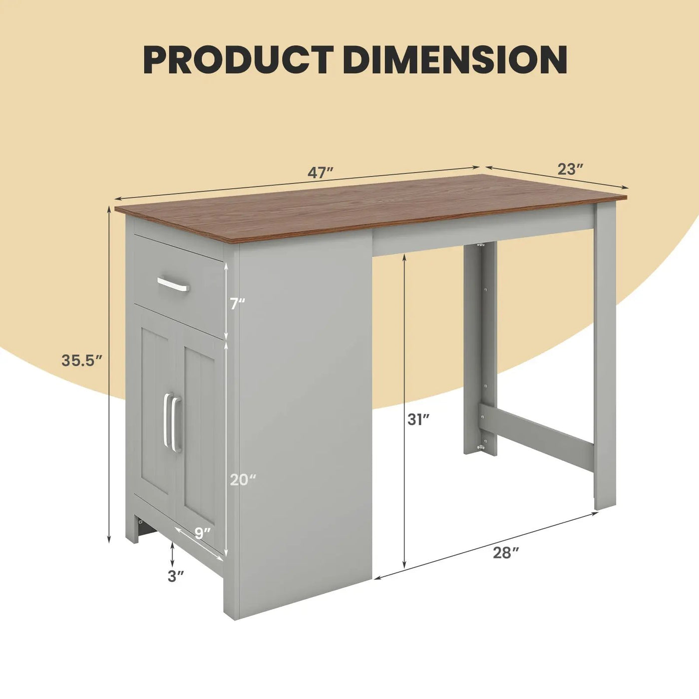 Counter Height Bar Table with Storage Cabinet and Drawer by DirectDeals