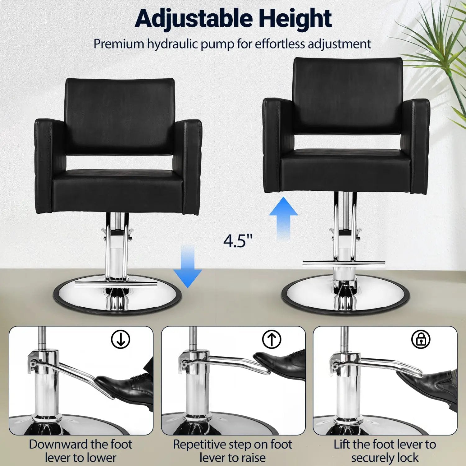 Hydraulic Salon Chair with Adjustable Height & 360° Swivel by DirectDeals