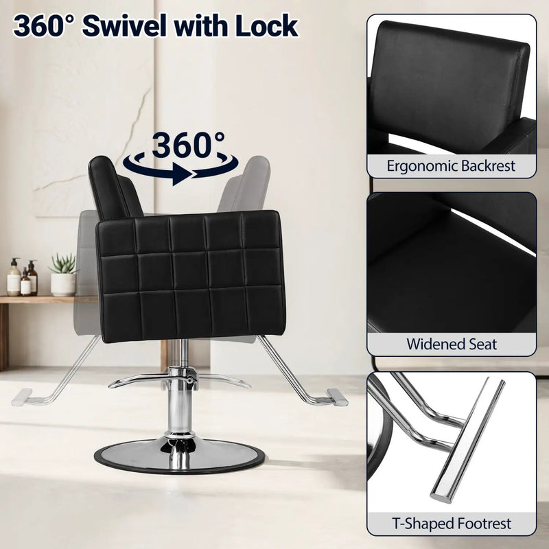 Hydraulic Salon Chair with Adjustable Height & 360° Swivel by DirectDeals