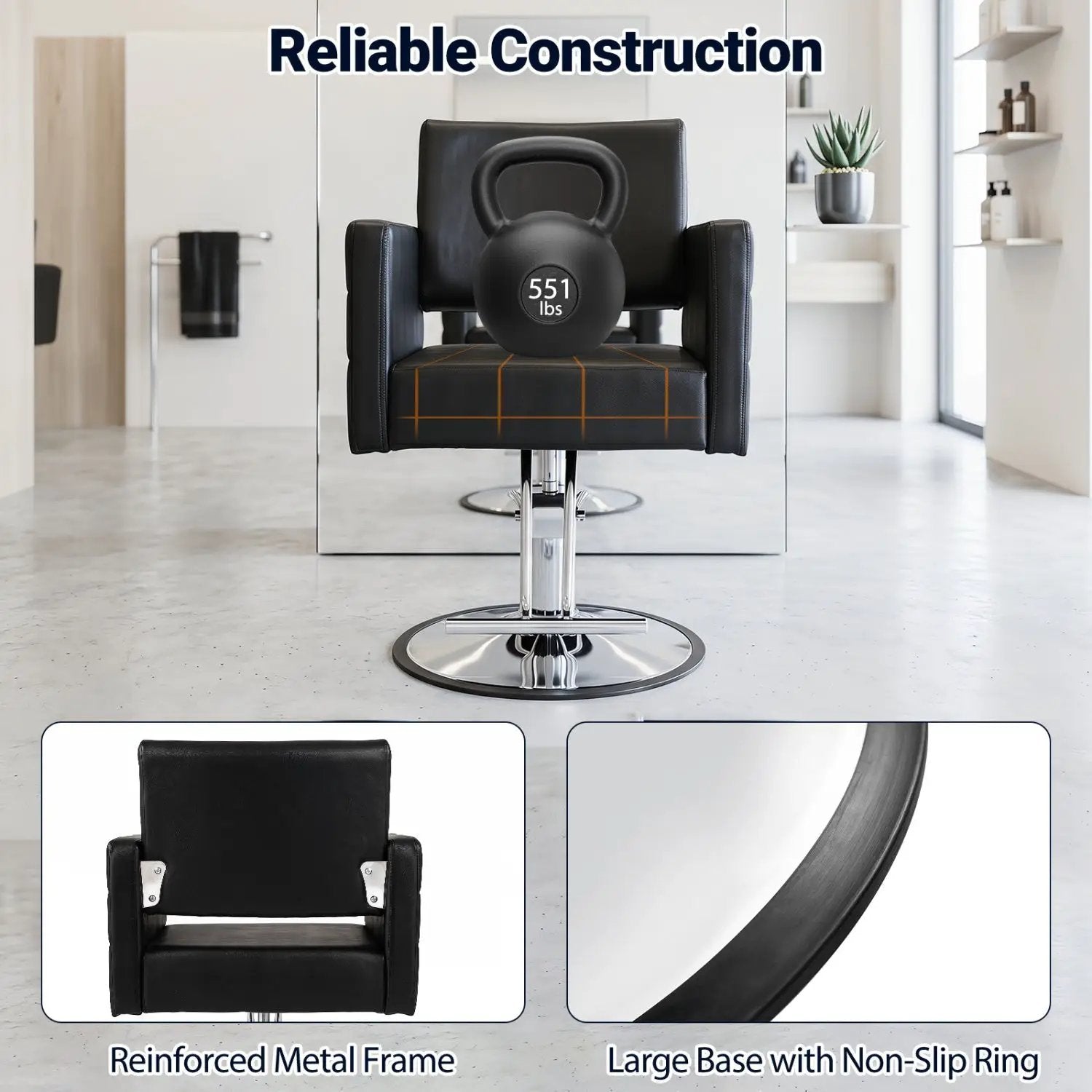 Hydraulic Salon Chair with Adjustable Height & 360° Swivel by DirectDeals