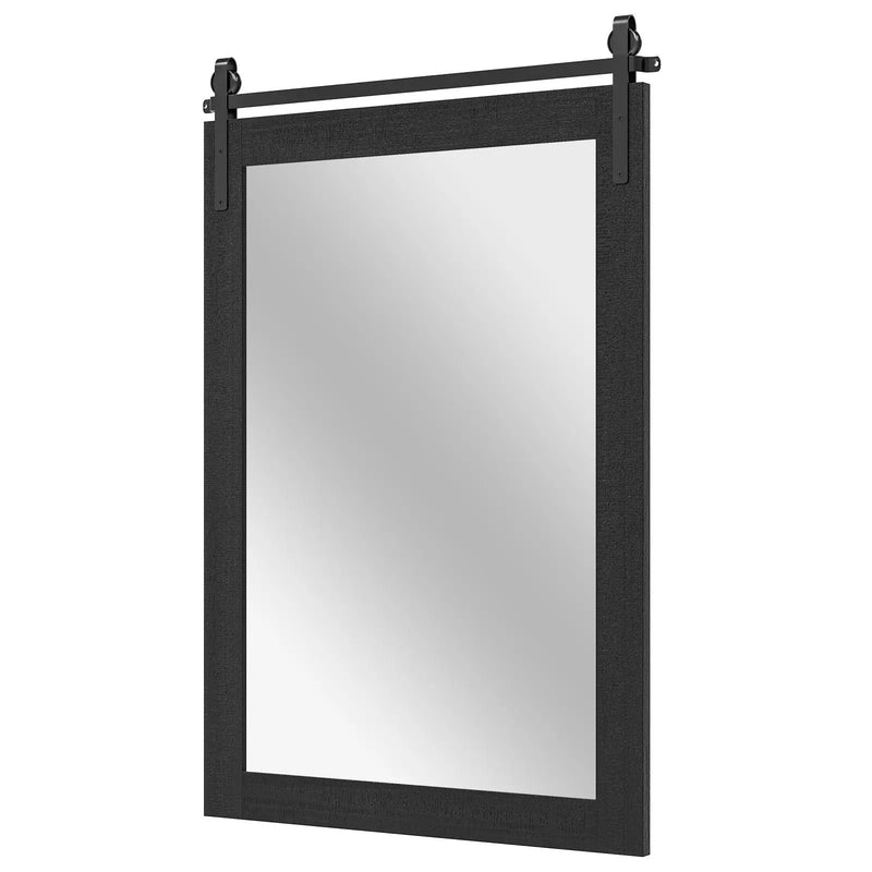 Rustic Wood Frame Barn Door Style Farmhouse Wall Mirror by DirectDeals