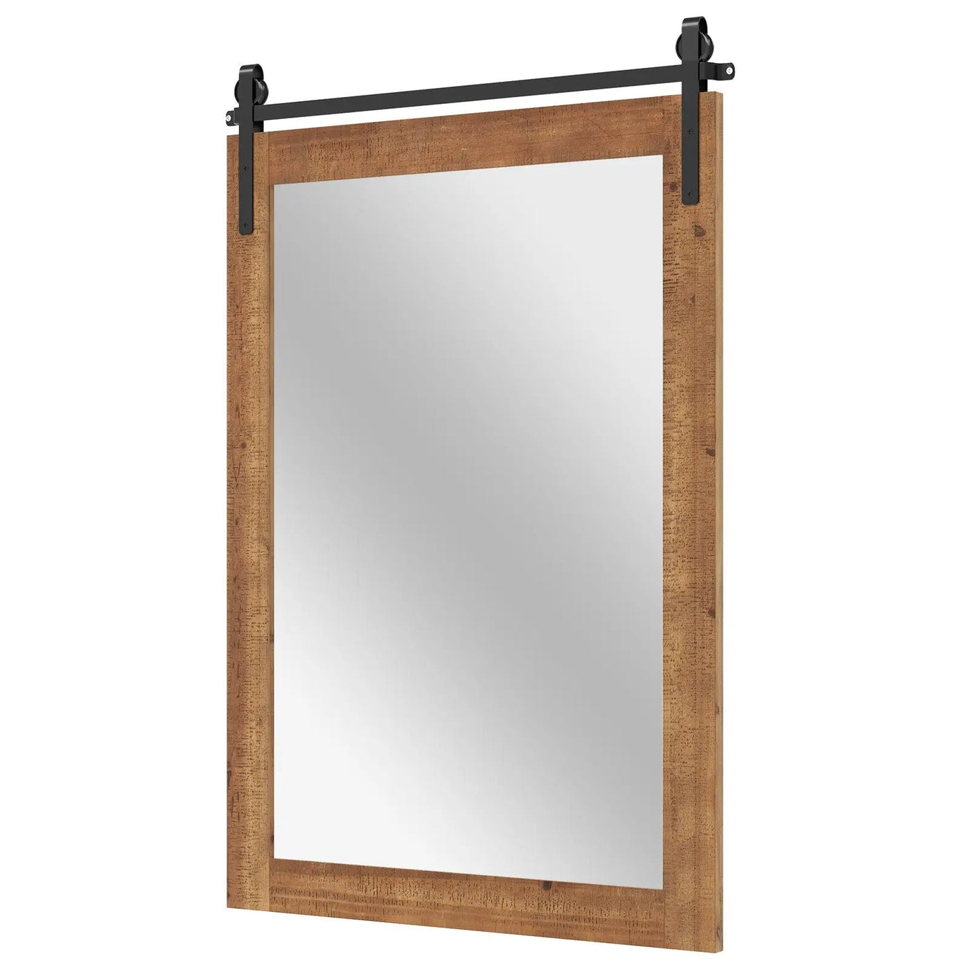 Rustic Wood Frame Barn Door Style Farmhouse Wall Mirror by DirectDeals