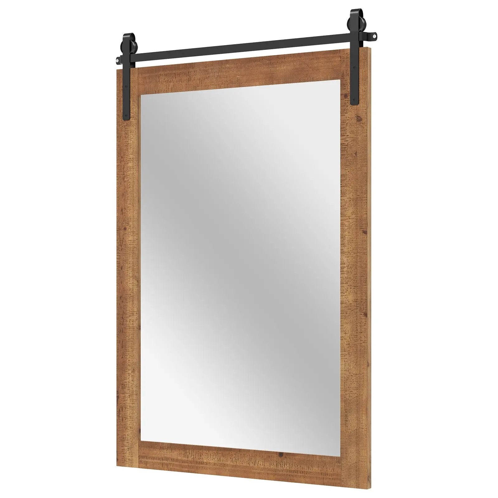Rustic Wood Frame Barn Door Style Farmhouse Wall Mirror by DirectDeals