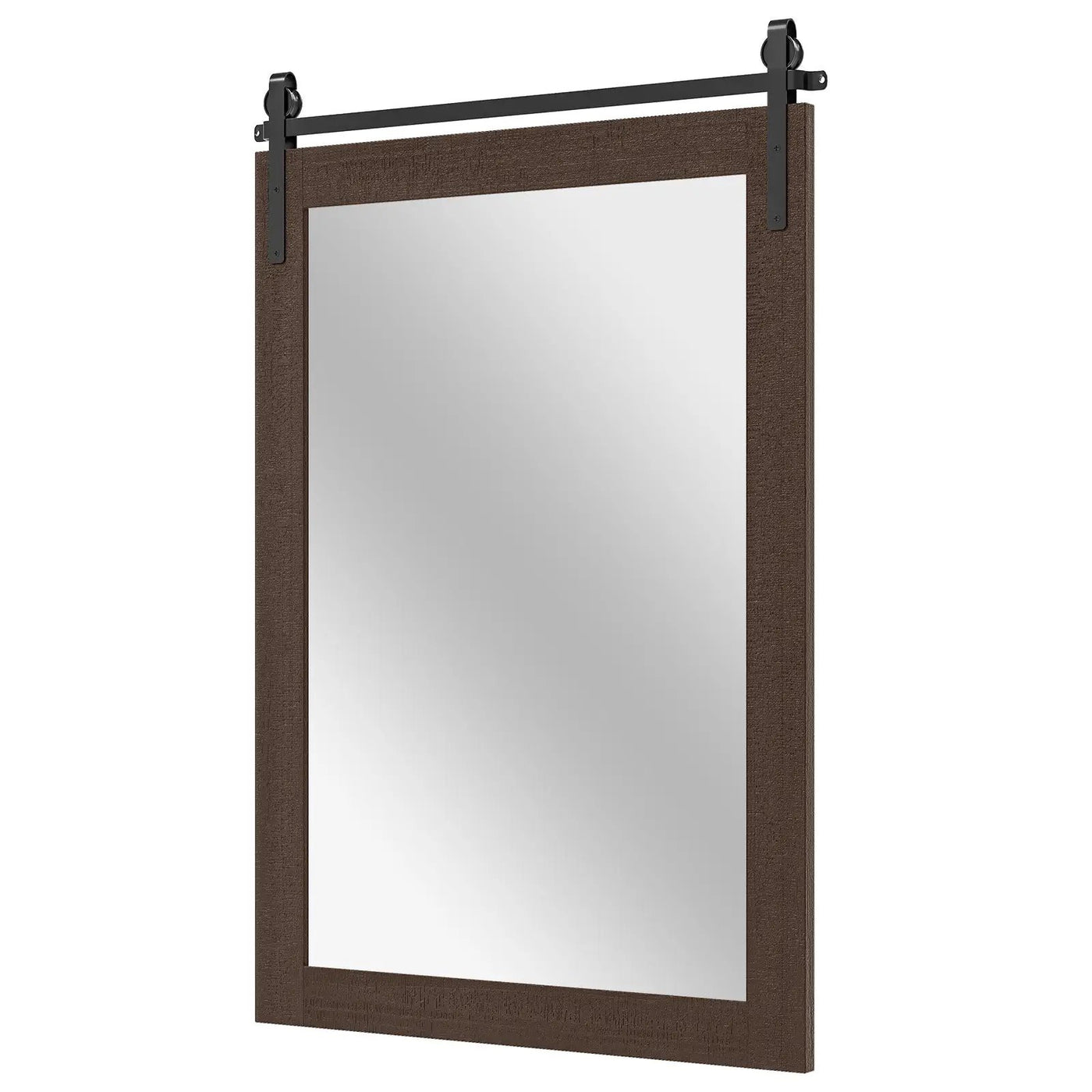 Rustic Wood Frame Barn Door Style Farmhouse Wall Mirror by DirectDeals