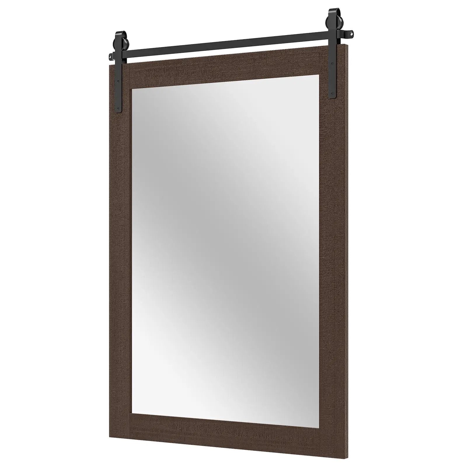 Rustic Wood Frame Barn Door Style Farmhouse Wall Mirror by DirectDeals