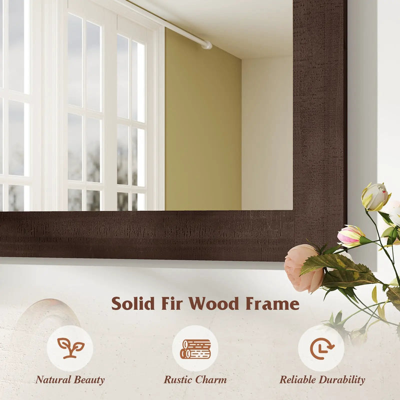Rustic Wood Frame Barn Door Style Farmhouse Wall Mirror by DirectDeals