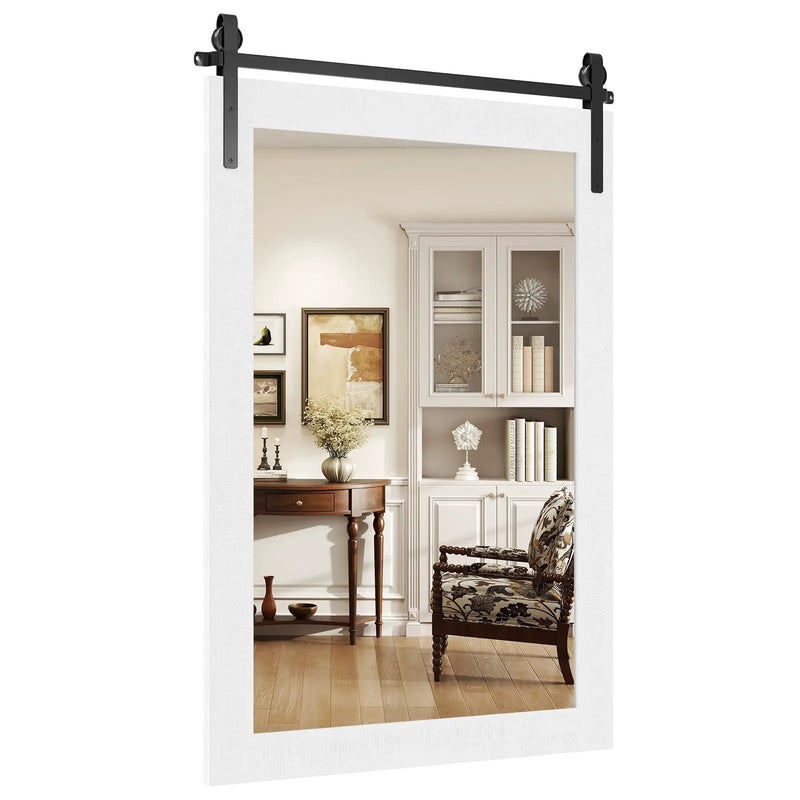 Rustic Wood Frame Barn Door Style Farmhouse Wall Mirror by DirectDeals