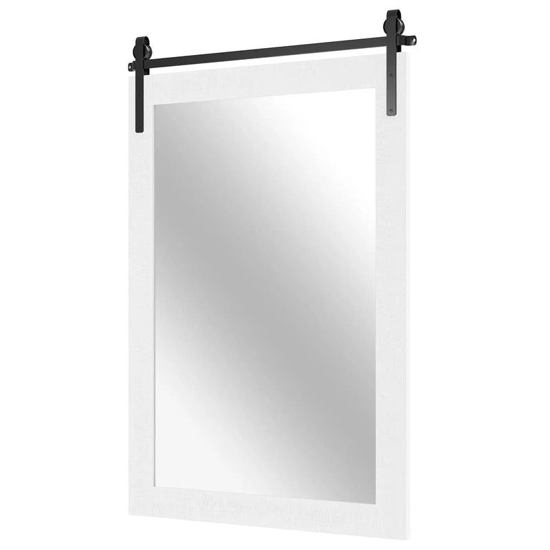 Rustic Wood Frame Barn Door Style Farmhouse Wall Mirror by DirectDeals