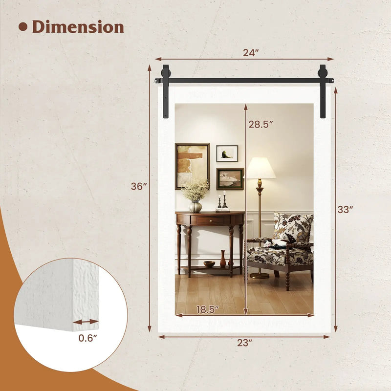Rustic Wood Frame Barn Door Style Farmhouse Wall Mirror by DirectDeals