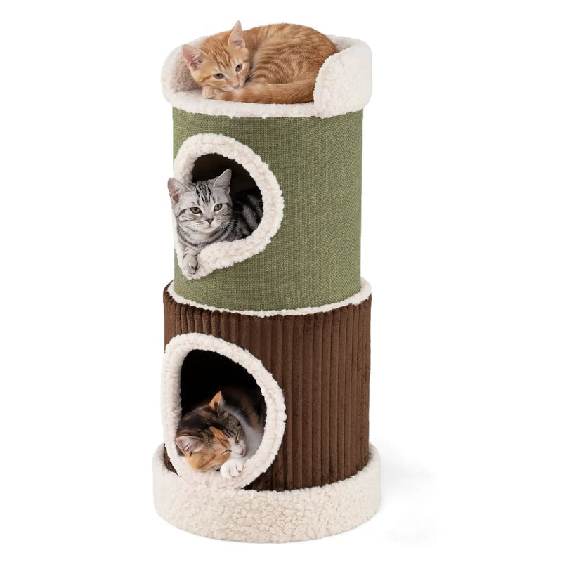 Barrel Cat House with Top Perch & Double Condos and Stable Base Modern by DirectDeals