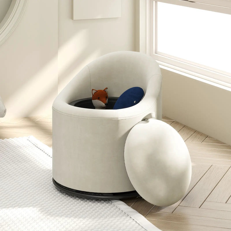 Barrel Chair with Storage 360¬∞ Swivel Upholstered Vanity Chair by DirectDeals