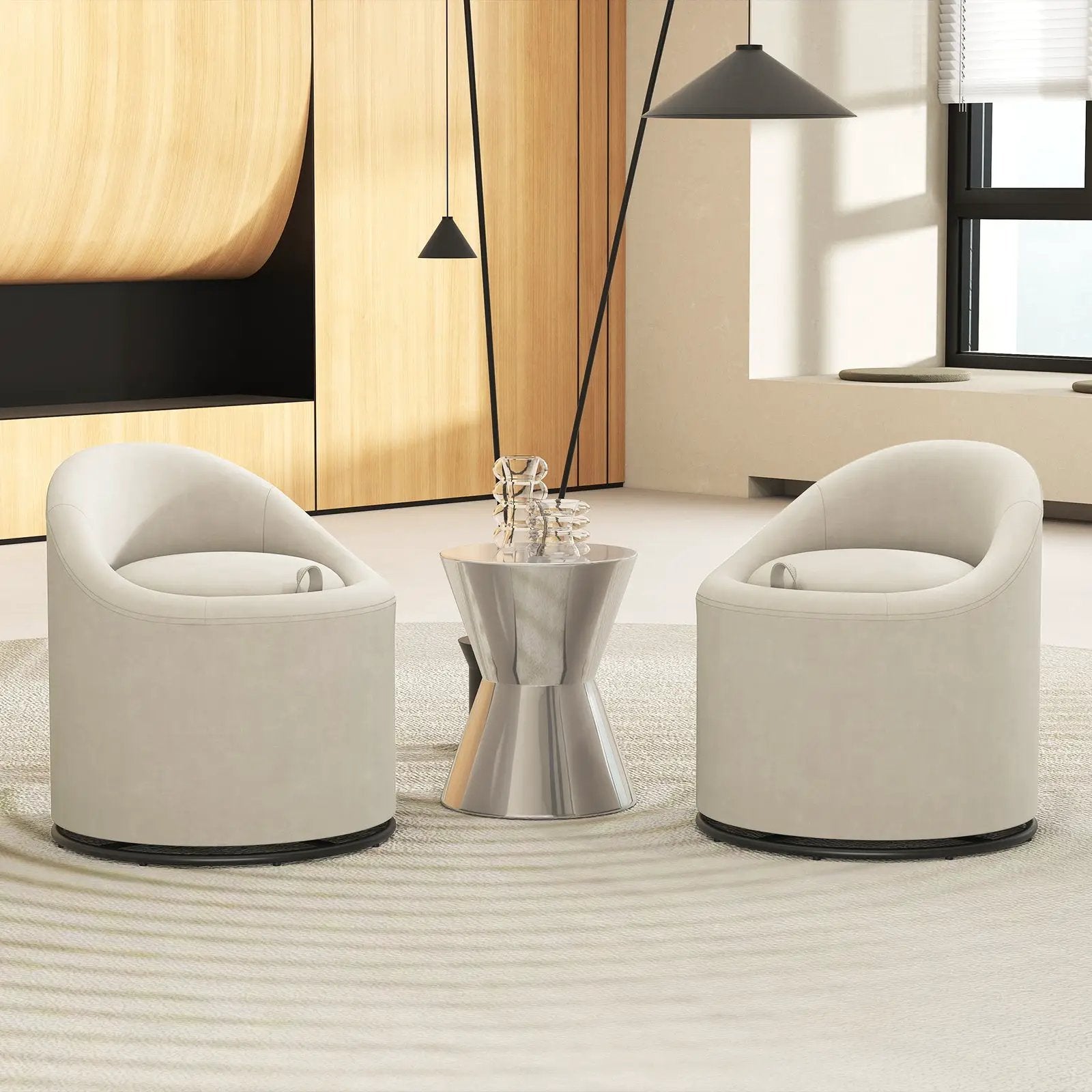 Barrel Chair with Storage 360¬∞ Swivel Upholstered Vanity Chair by DirectDeals