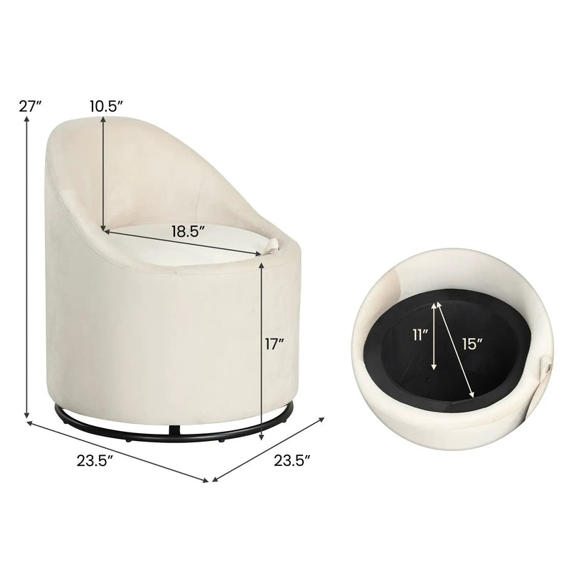 Barrel Chair with Storage 360¬∞ Swivel Upholstered Vanity Chair by DirectDeals