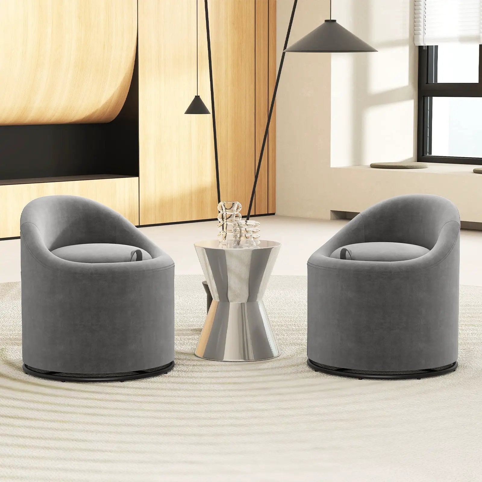 Barrel Chair with Storage 360¬∞ Swivel Upholstered Vanity Chair by DirectDeals