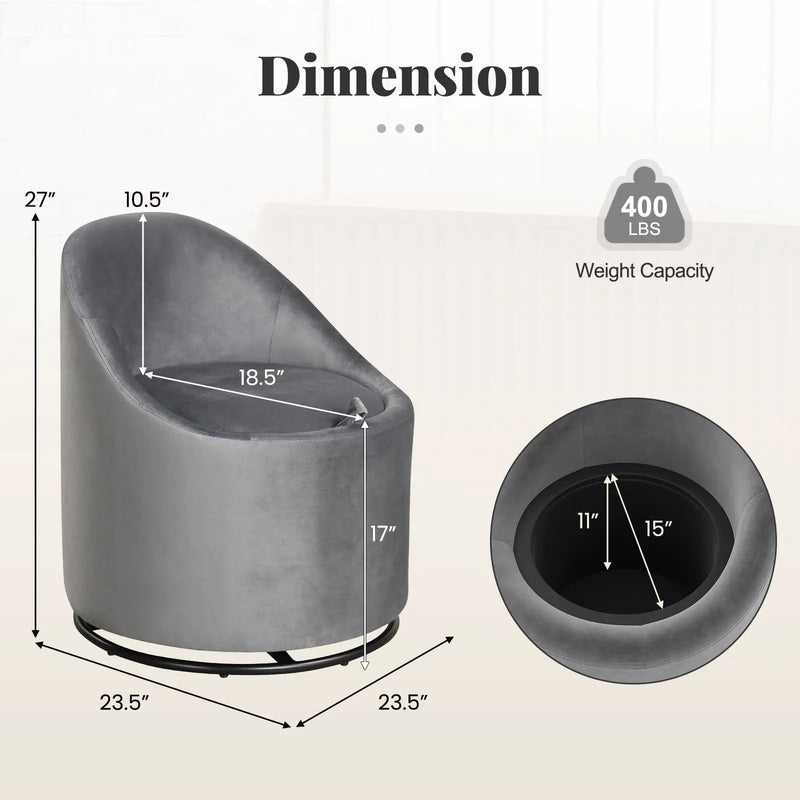 Barrel Chair with Storage 360¬∞ Swivel Upholstered Vanity Chair by DirectDeals