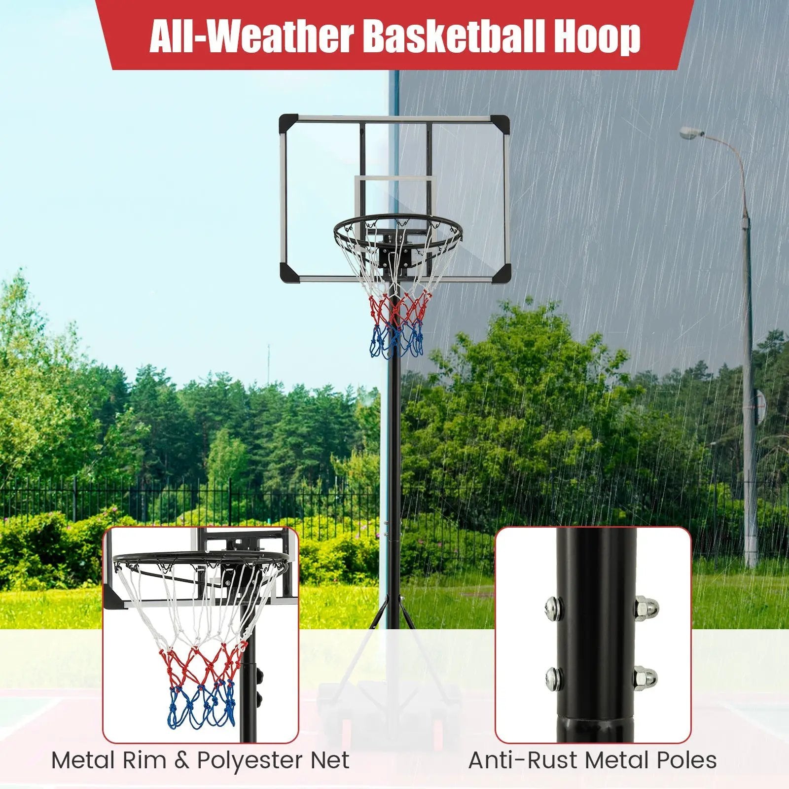 5.8-6.8 FT Basketball Hoop Height Adjustable Basketball System with Wheels and Fillable Base by DirectDeals