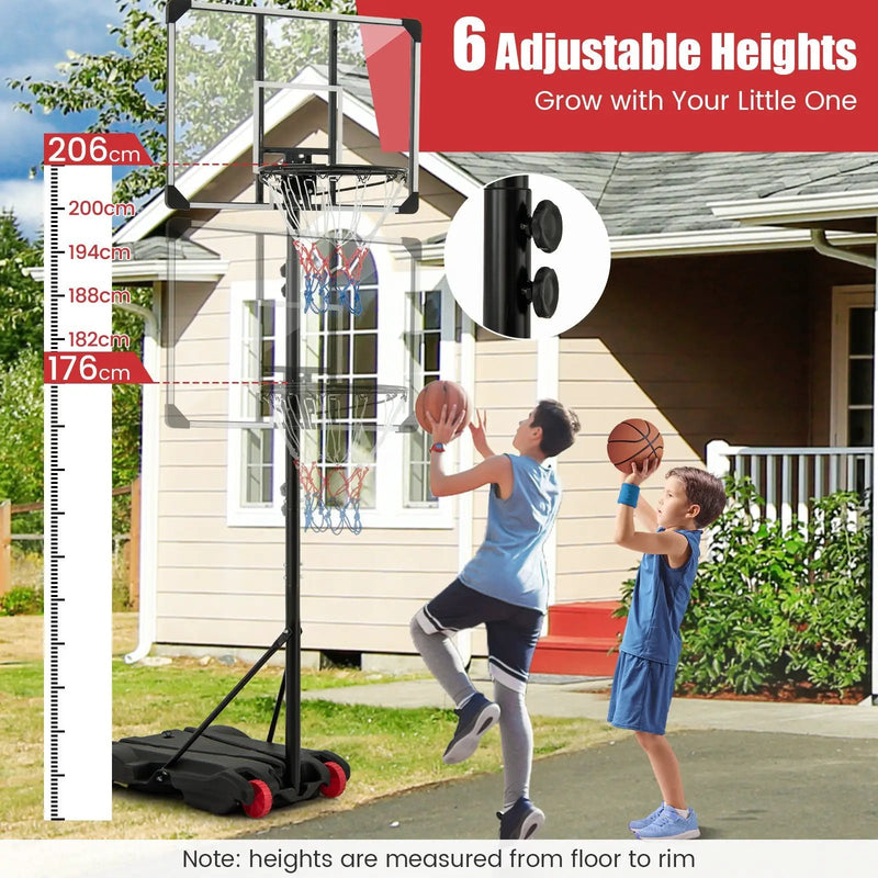 5.8-6.8 FT Basketball Hoop Height Adjustable Basketball System with Wheels and Fillable Base by DirectDeals