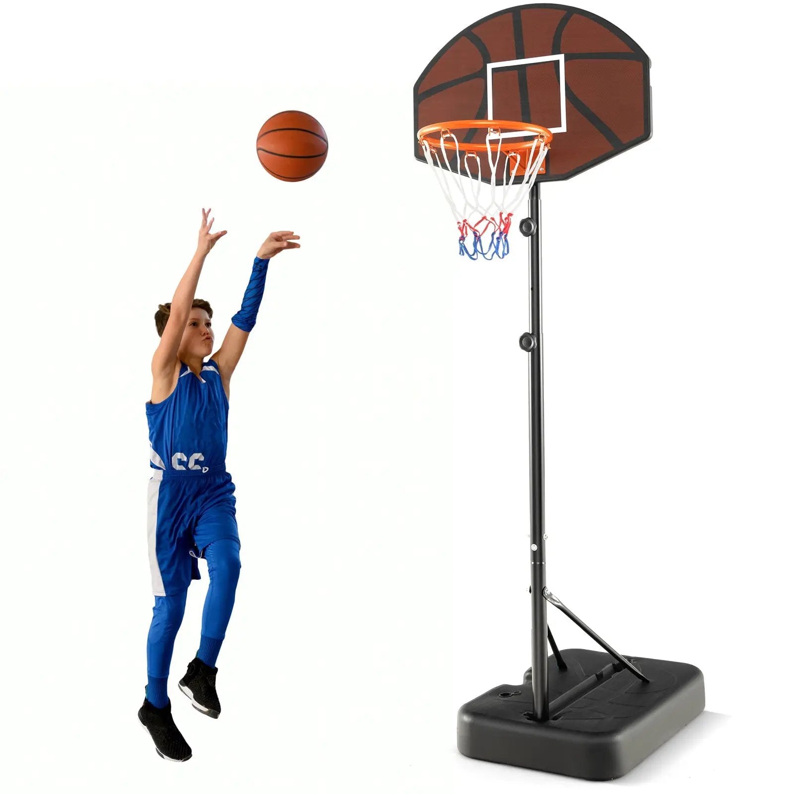 Basketball Hoop 5.6-6.5 FT Height Adjustable for Kids with Shatterproof Backboard by DirectDeals