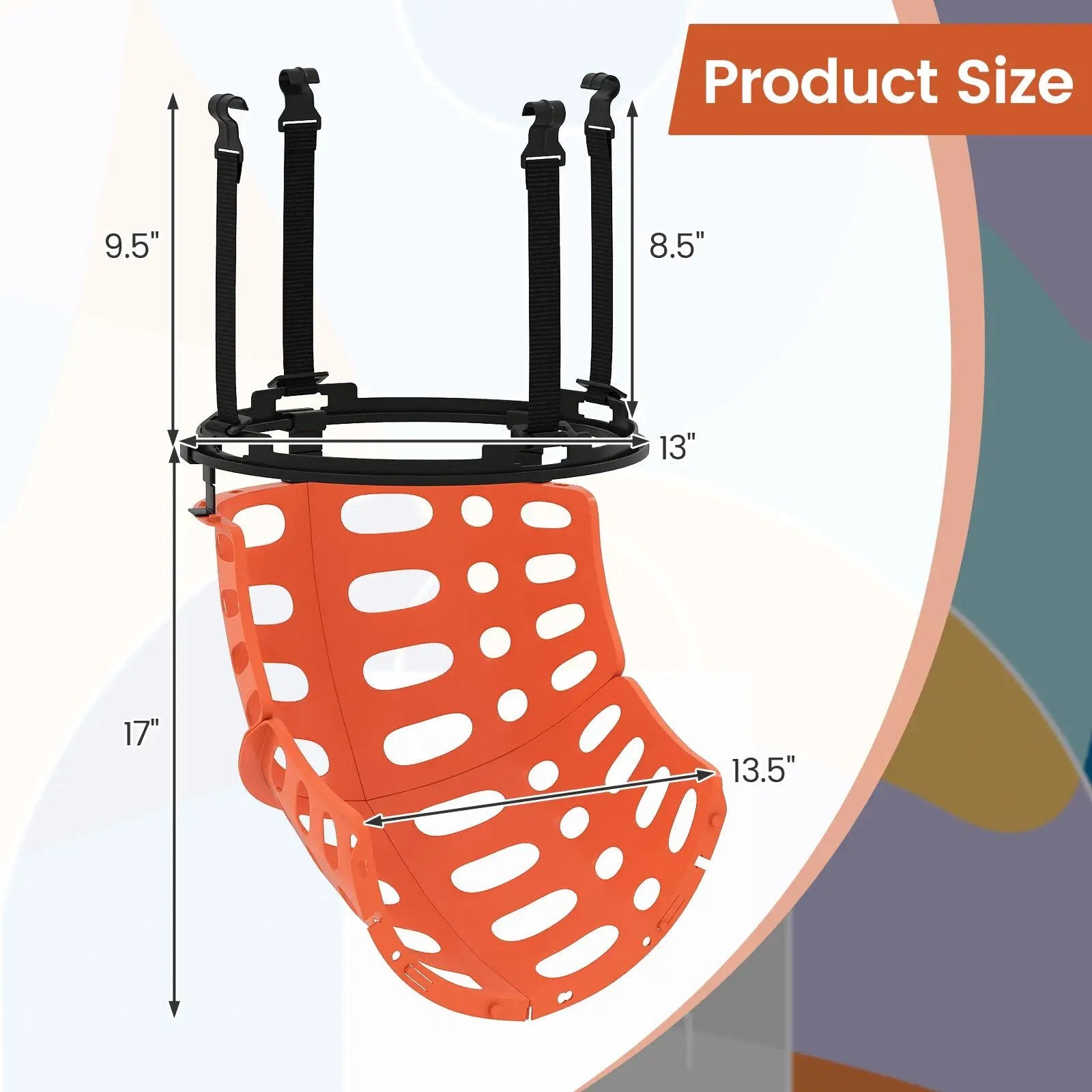 Basketball Return Attachment with 4 Tool-Free Detachable Hooks (Fit 18 Inch Rims) by DirectDeals