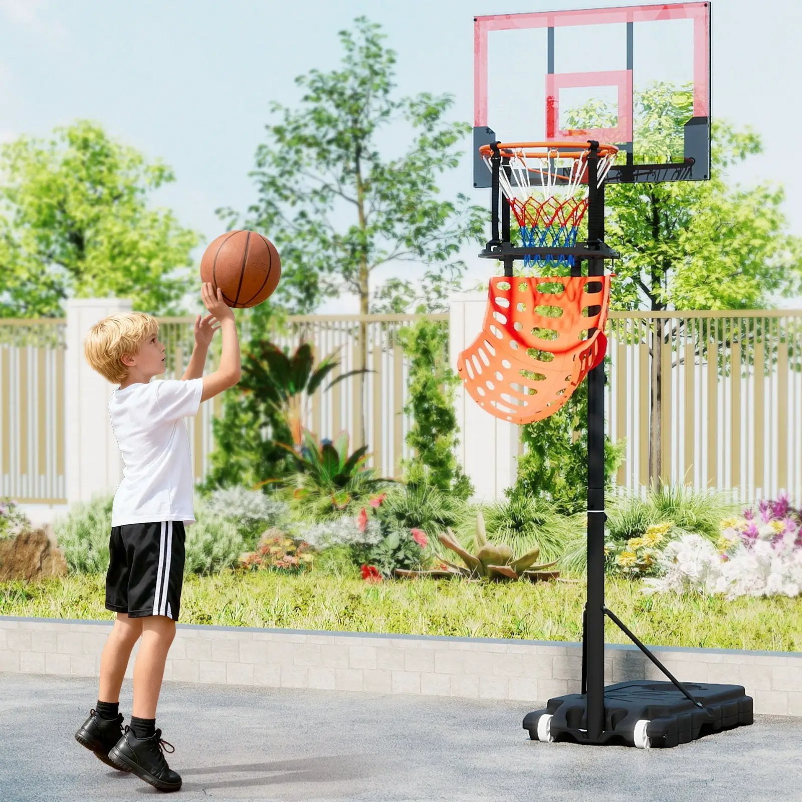 Basketball Return Attachment with 4 Tool-Free Detachable Hooks (Fit 18 Inch Rims) by DirectDeals