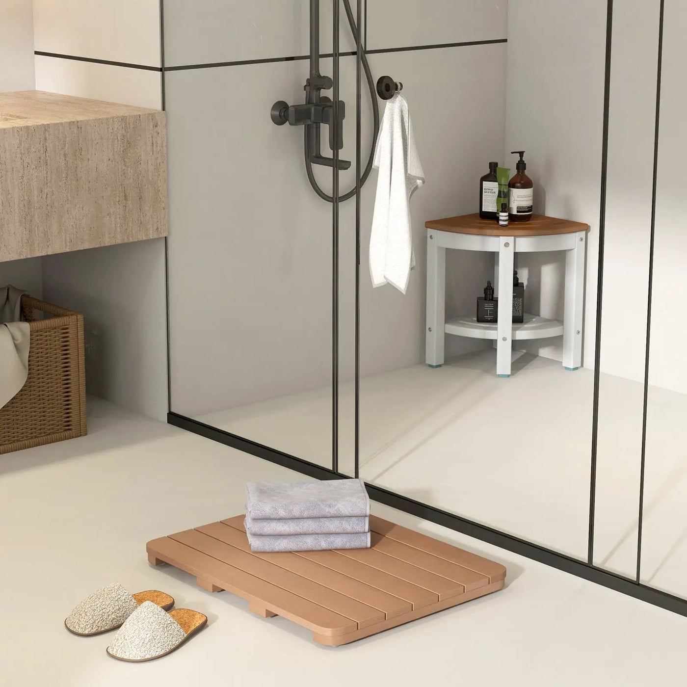 Waterproof HIPS Bath Spa Shower Mat with Non Slip Foot Pads by DirectDeals
