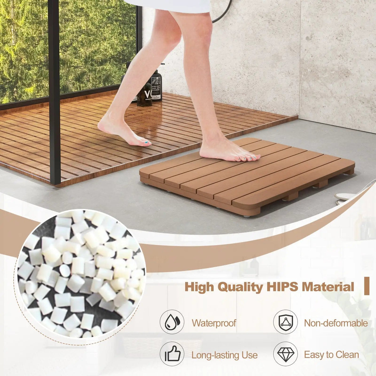 Waterproof HIPS Bath Spa Shower Mat with Non Slip Foot Pads by DirectDeals