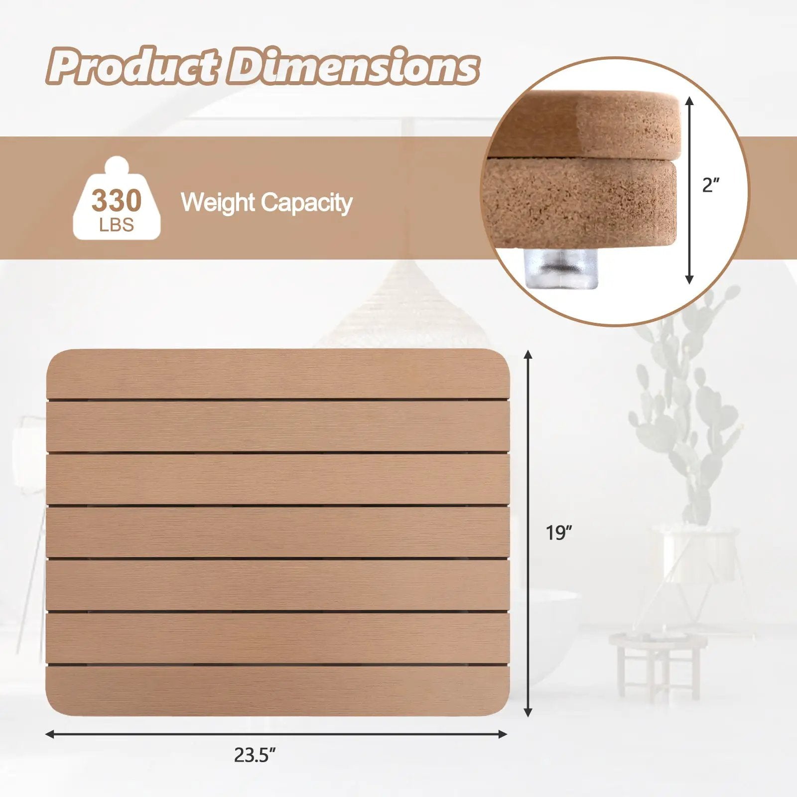 Waterproof HIPS Bath Spa Shower Mat with Non Slip Foot Pads by DirectDeals
