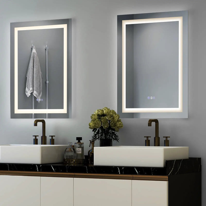 32 Inch x 24 Inch Bathroom Anti-Fog Wall Mirror with Colorful Light by DirectDeals