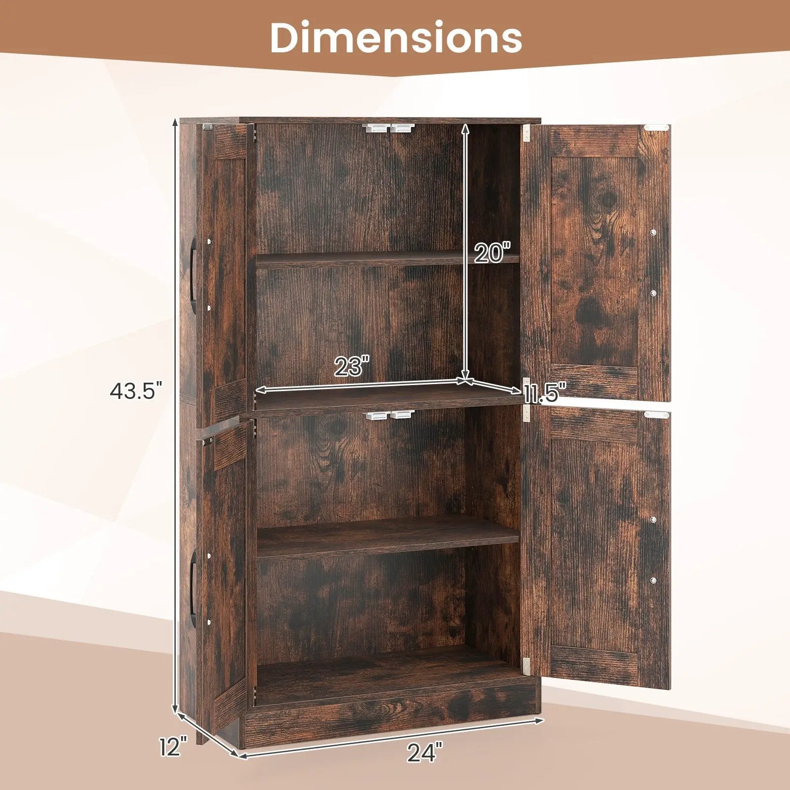 Bathroom Cabinet 43.5 inch Storage Cabinet with Doors and Adjustable Shelves by DirectDeals